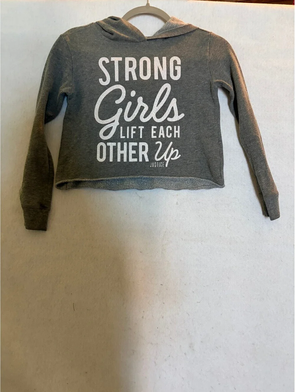 Justice Girls Gray Hoodie Sweatshirt Size 8